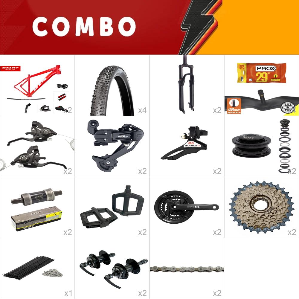   combo 2x start tam 21 vermelho 24v - aro 29 - sem freios, aro, fita de aro, cabos e conduites - confira os itens  