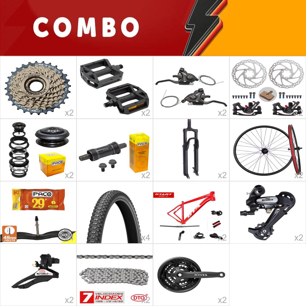         combo 29 2x start tam. 21 vermelho - sem cabos e conduites - confira itens