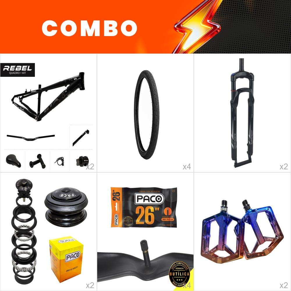                                                                               combo 2x freeride rebel preto - confira itens