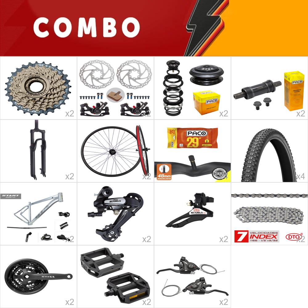combo 29 2x start tam. 21 cinza - sem cabos e conduites - confira itens