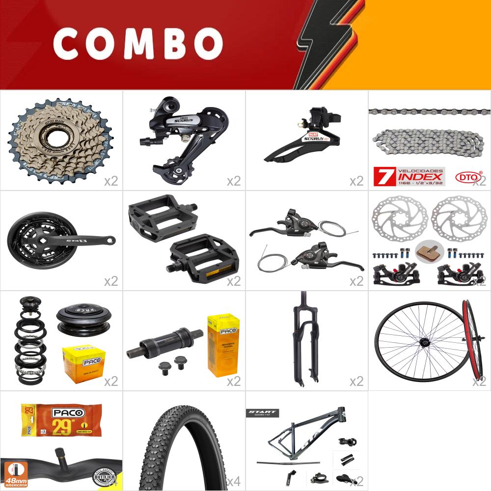 combo 29 2x start tam. 15.5 grafite - sem cabos e conduites - confira itens