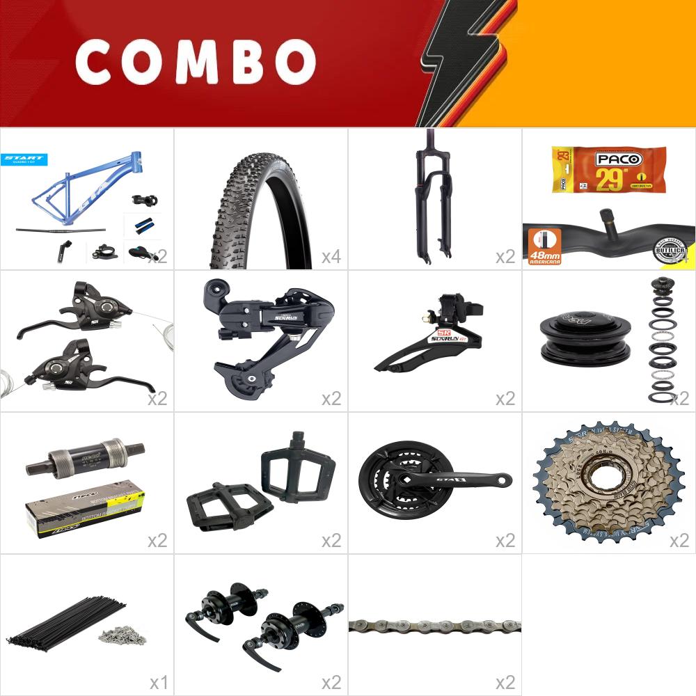   combo 2x start tam 15.5 azul 24v - aro 29 - sem freios, aro, fita de aro, cabos e conduites - confira os itens