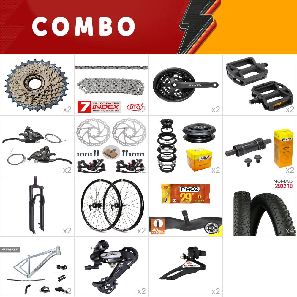         combo 29 2x start tam. 15.5 cinza - sem cabos e conduites - confira itens 