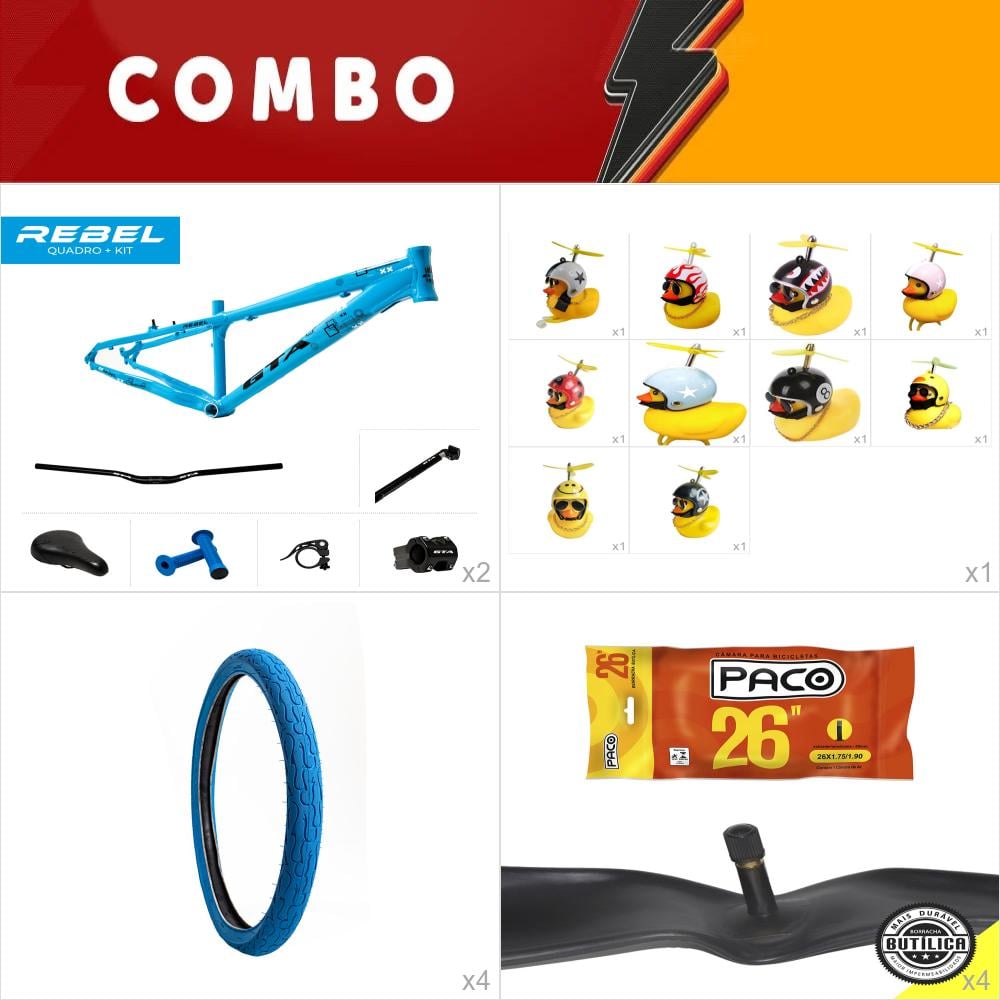    combo 2x rebel azul + kit + pneu fire azul - confira os itens