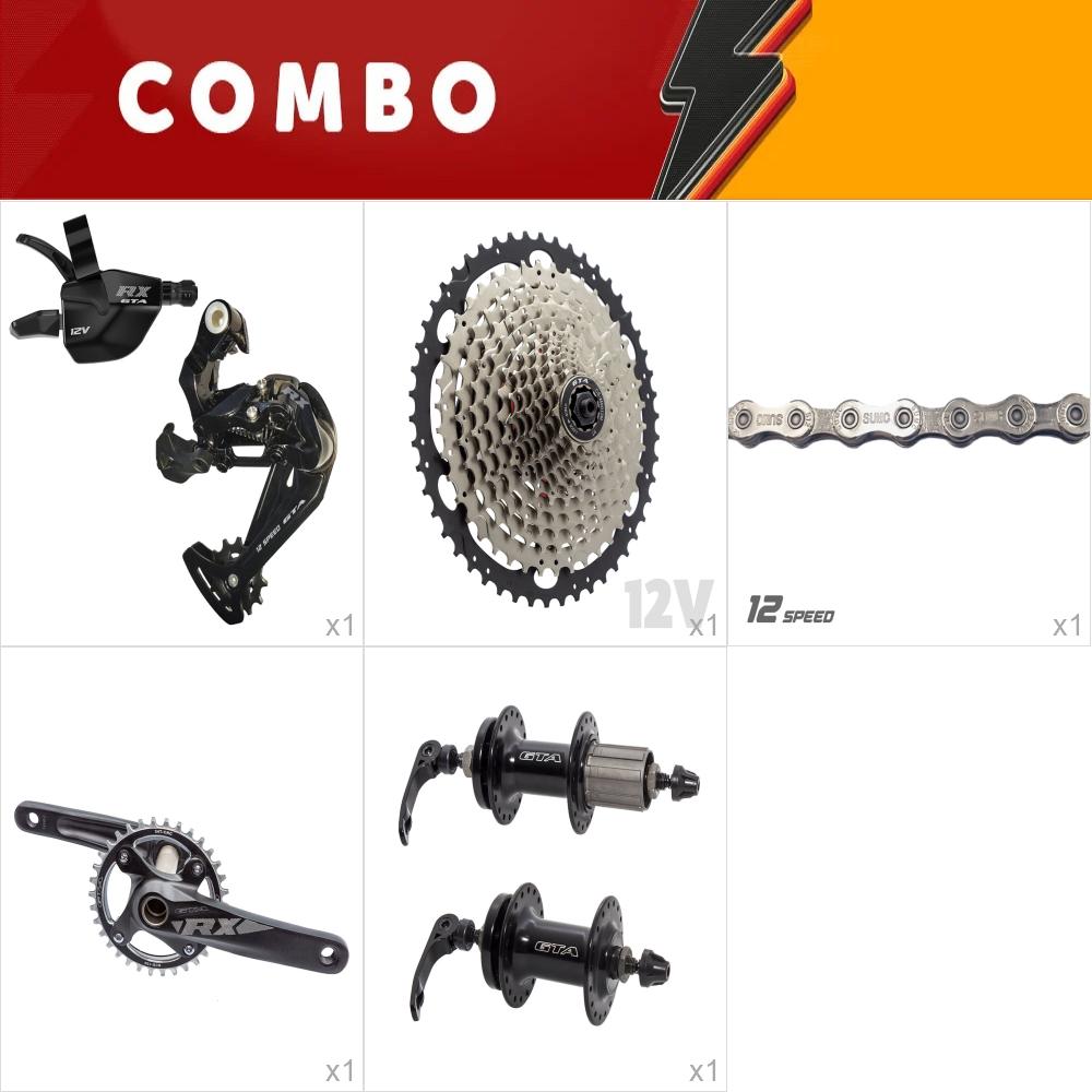          combo 1x kit relação 1x12 rx - pedivela integrado com central, corrente, cassete 11/50, alavanca, cambio  cubos - confira itens 