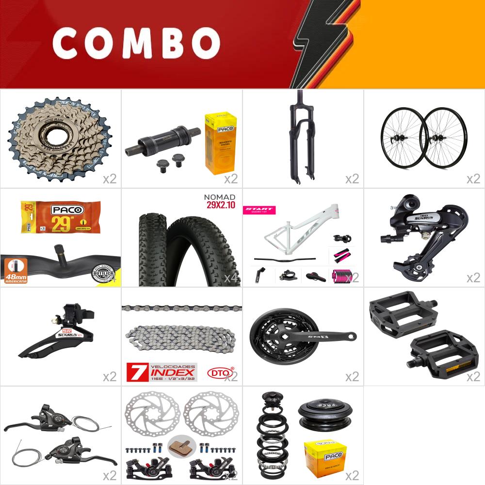         combo 29 2x start tam. 15.5 fem. branco/cinza/rosa - sem cabos e conduites - confira itens