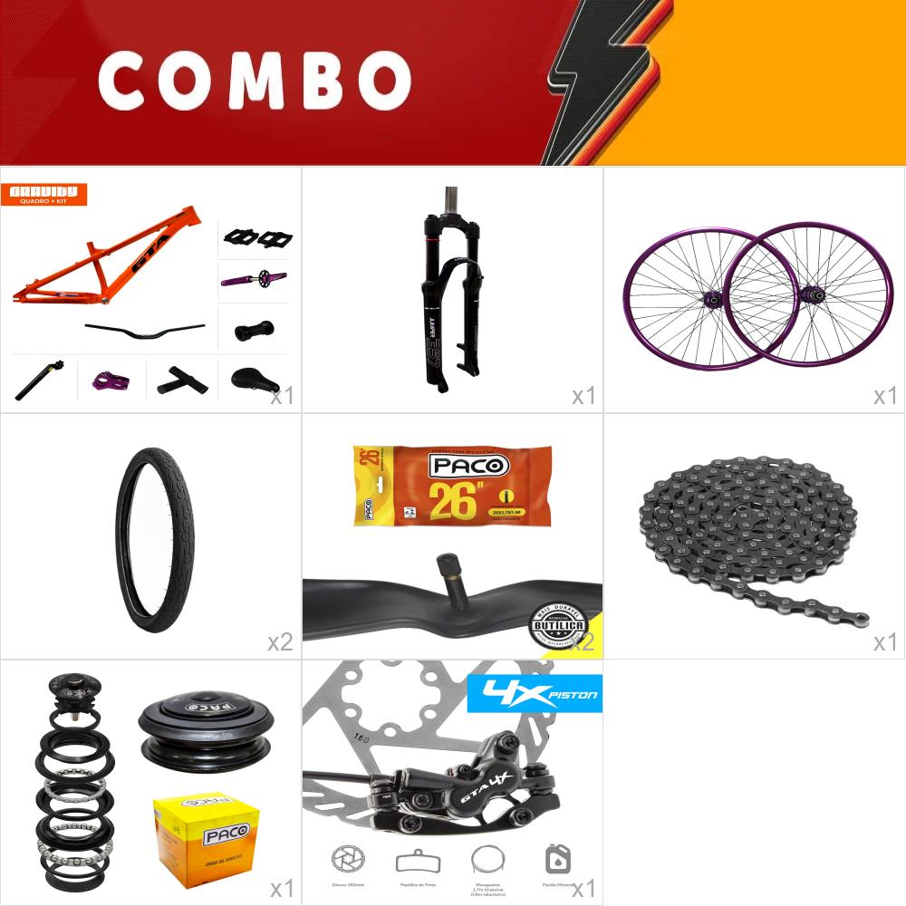     combo gravity laranja com freio hidraulico - completo - confira os itens