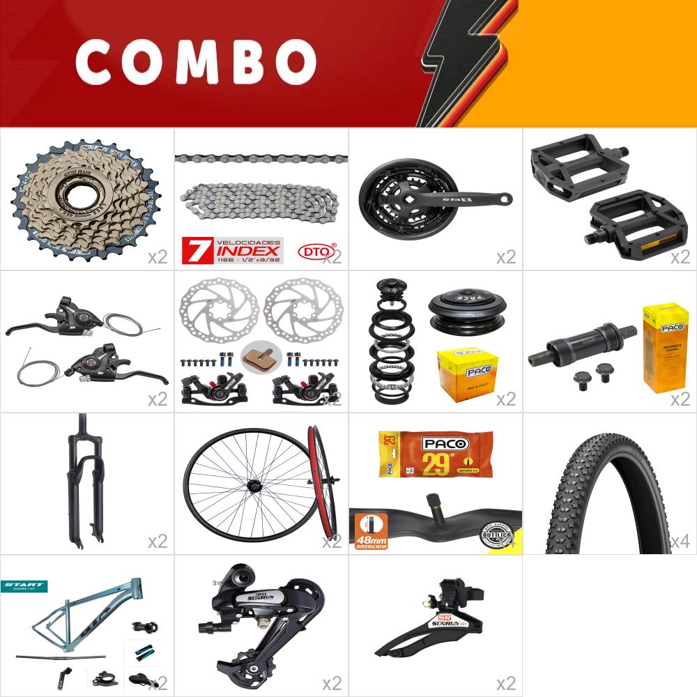 combo 29 2x start tam. 15.5 verde - sem cabos e conduites - confira itens