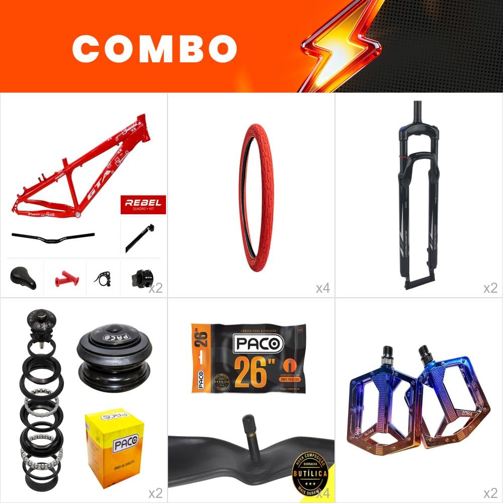                                                                               combo 2x freeride rebel vermelho - confira itens