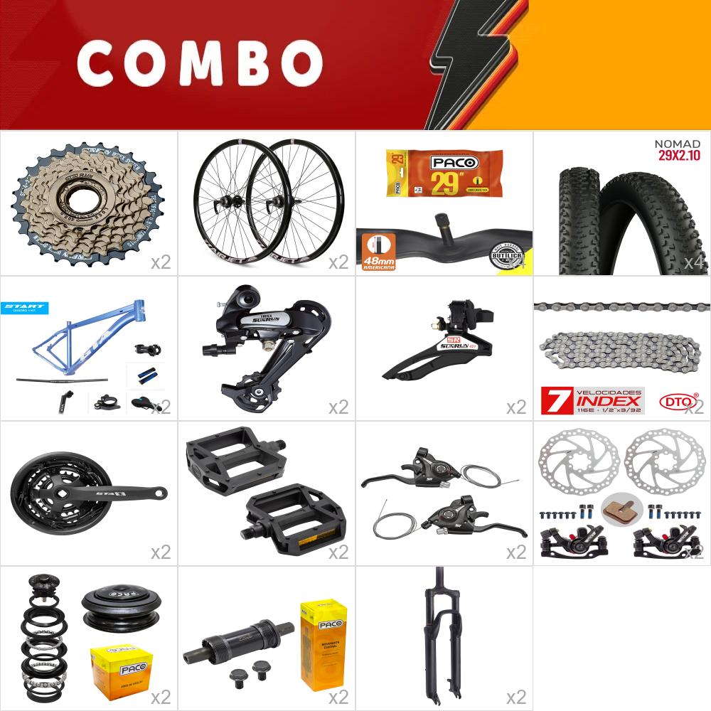         combo 29 2x start tam. 17 azul/branco - sem cabos e conduites - confira itens