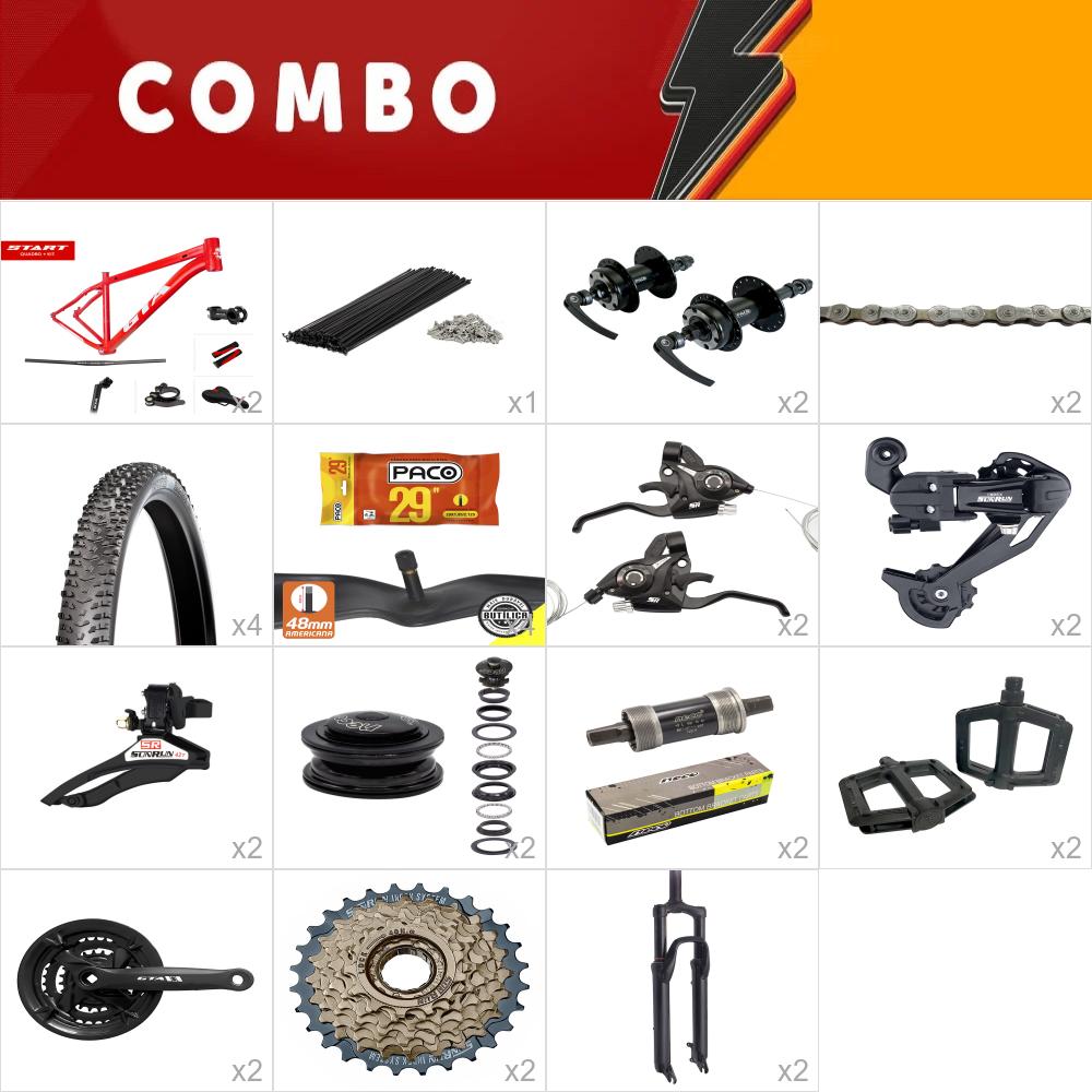    combo 2x start tam 21 vermelho 24v - aro 29 - sem aro, sem freio -  confira os itens   