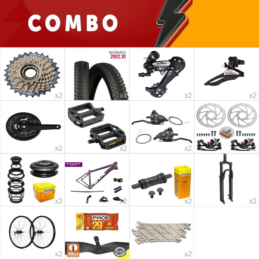           combo para montar 2x gta start 29 roxo 19  - 21v sunrun - confira itens 