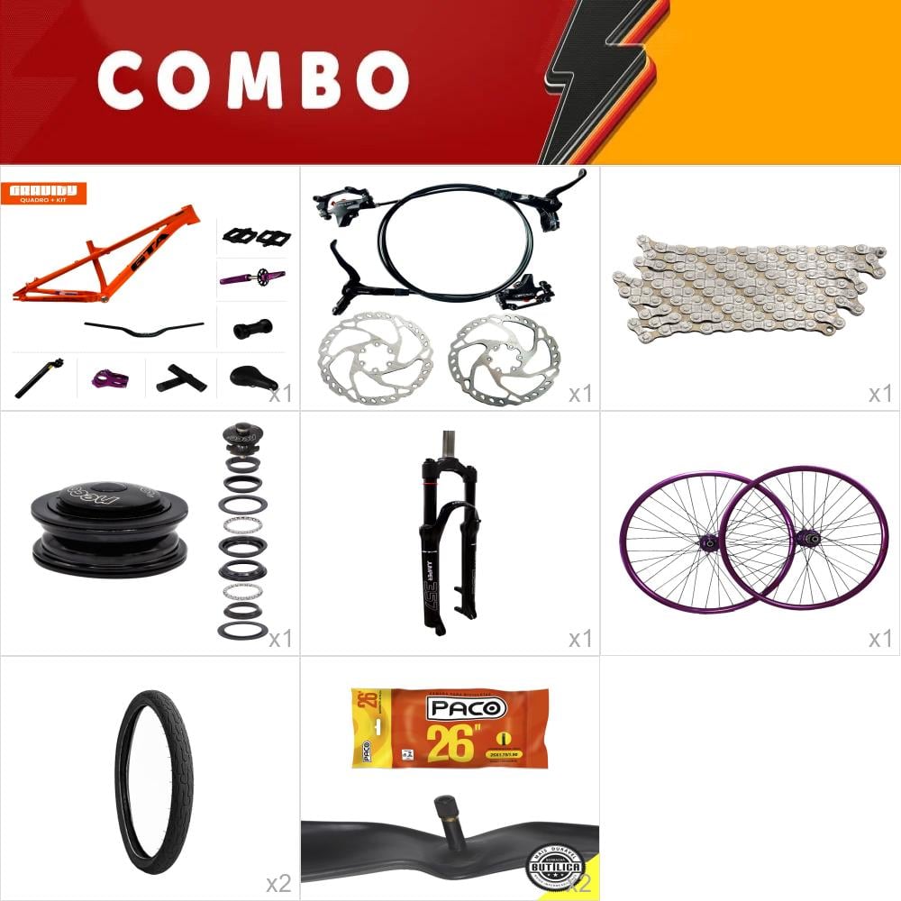               combo gravity laranja com freio hidraulico - completo - confira os itens
