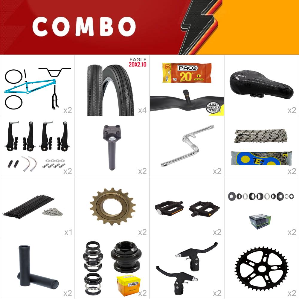            combo bmx 2x gta flip azul/preto - falta cubo - confira os itens