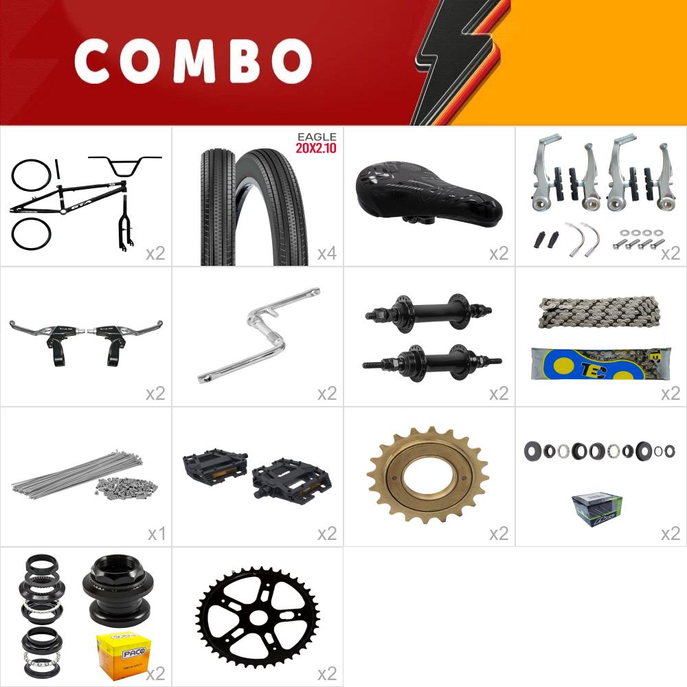     combo montagem bmx 2x gta flip preto - falta sup. guidao, manopla, camara  - confira os itens