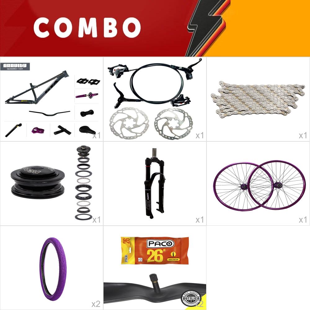 Combo gravity cinza com freio hidraulico - <b>completo - confira os itens