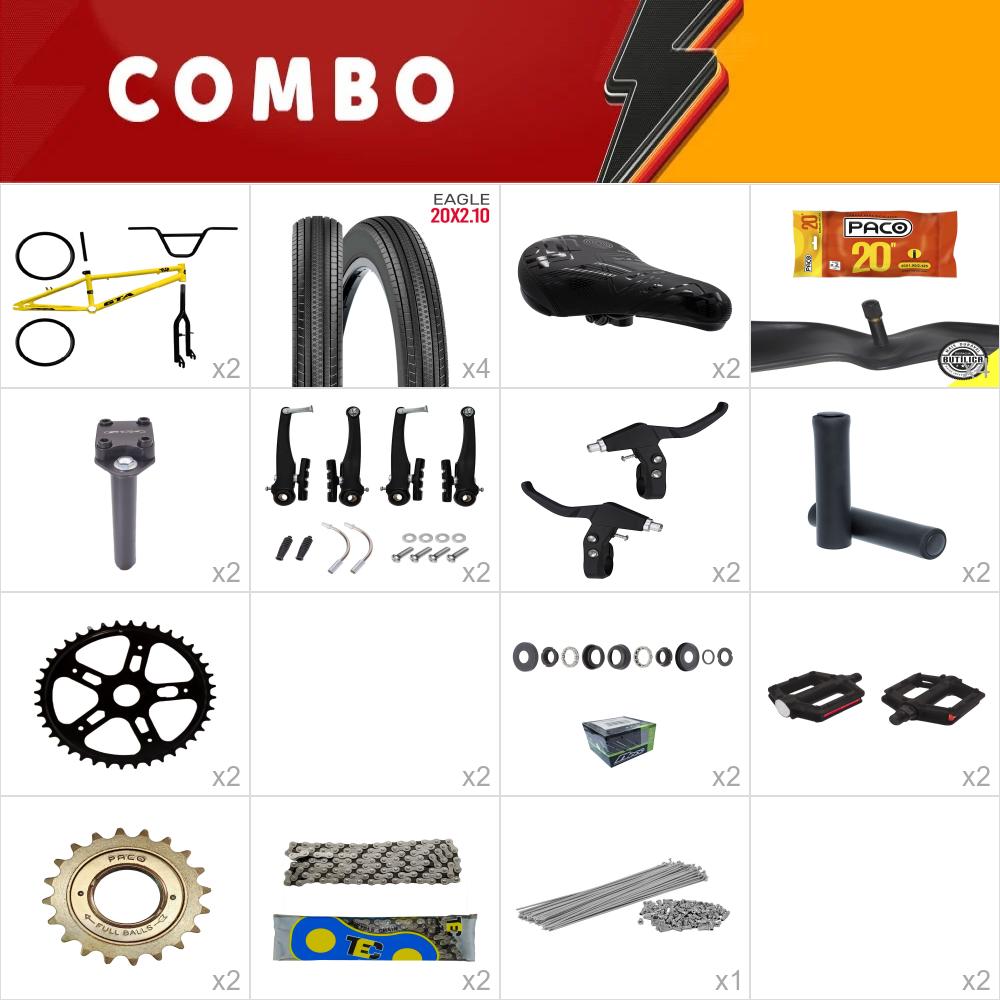 Combo bmx 2x gta flip amarelo/preto - falta direção standard - confira os itens