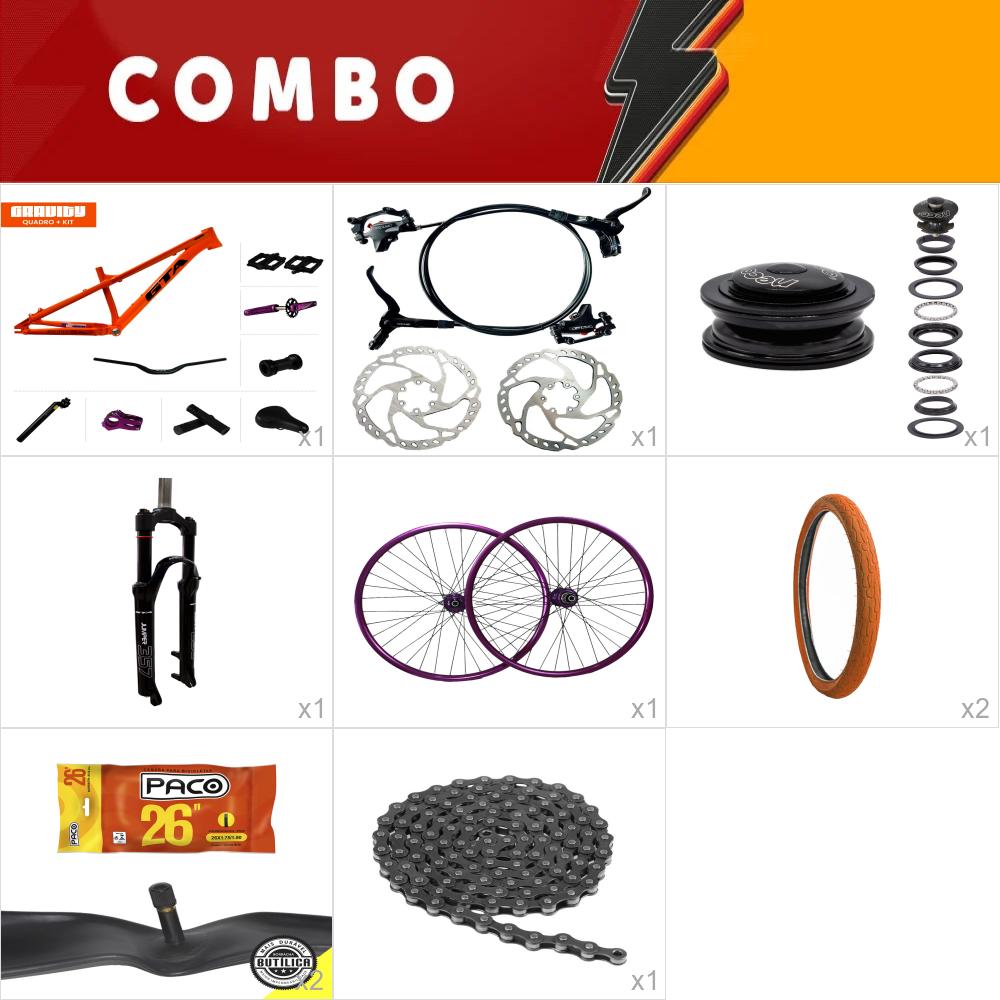     combo gravity laranja com freio hidraulico - completo - confira os itens