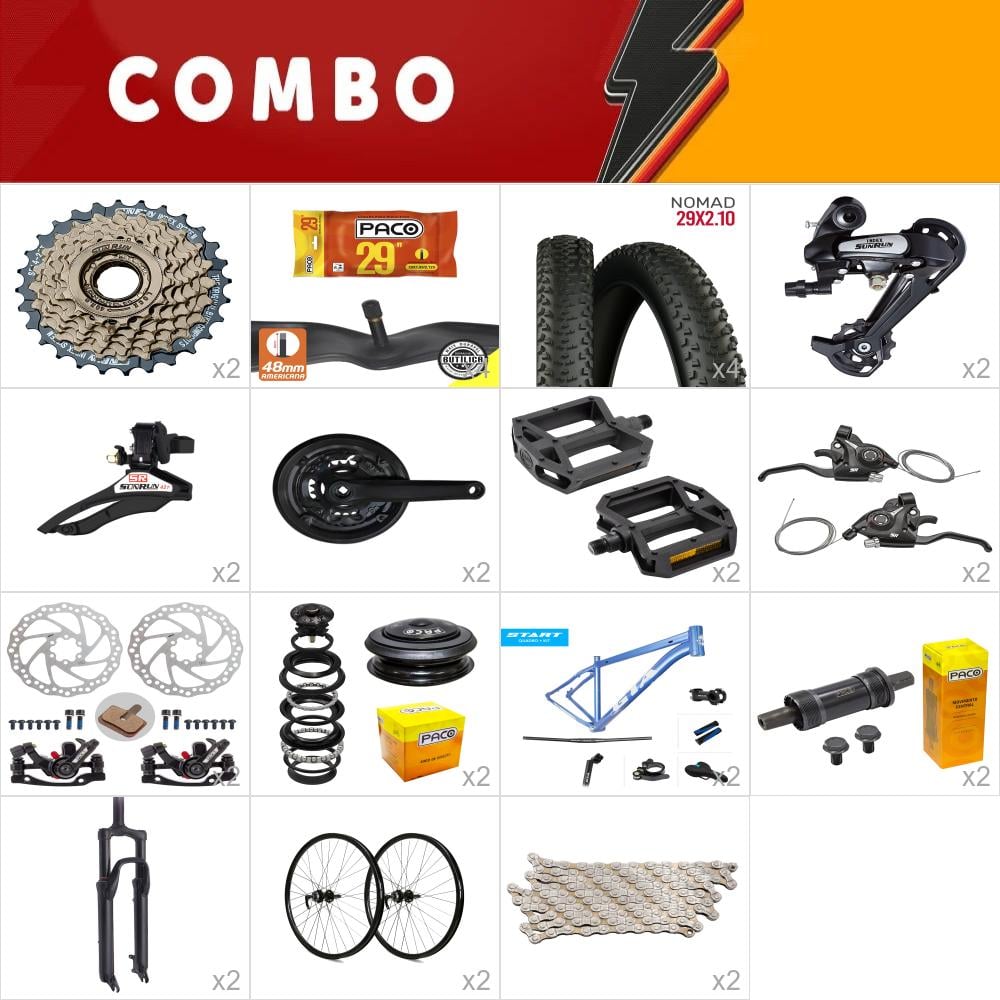           combo para montar 2x gta start 29 azul/branco 17 - 21v sunrun - confira itens 