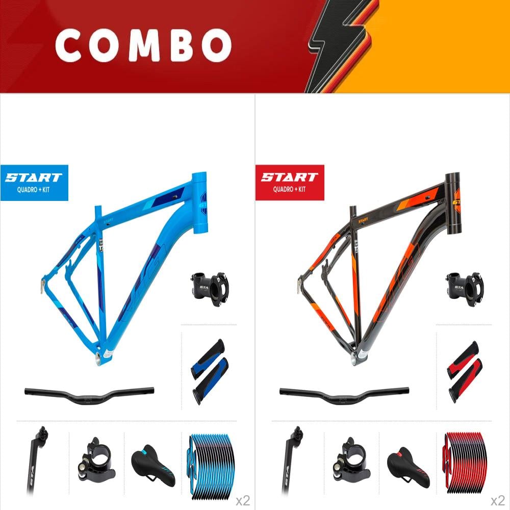                liquidação 10% - 4x quadros gta start tamanho 21 com kit - cores sortidas 03