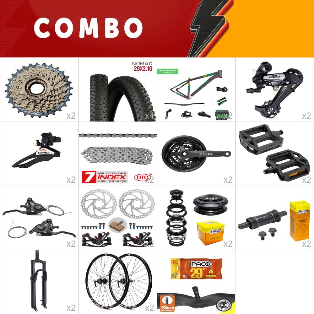         combo 29 2x start tam. 21 cinza/verde - sem cabos e conduites - confira itens