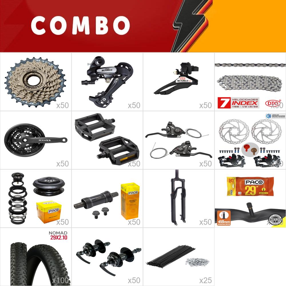 Combo para montar 50x gta start - sem quadro/kit/aro 21 vel sunrun - confira os itens  