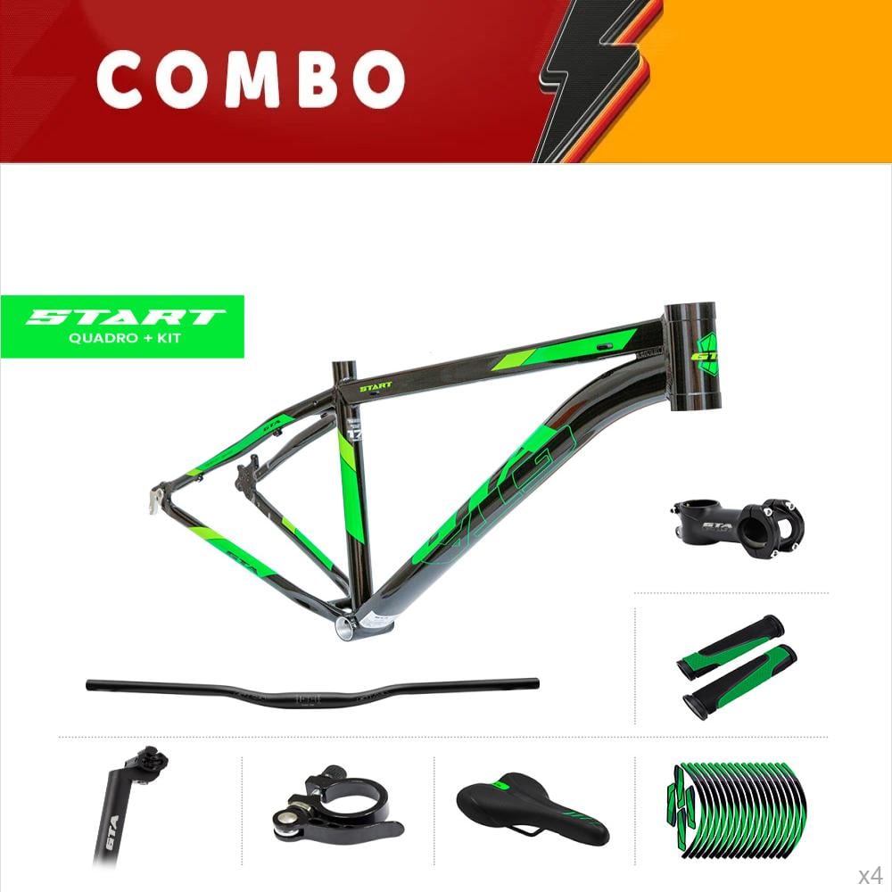                 liquidação 4x quadros 29 + kit start 21 preto verde/neon