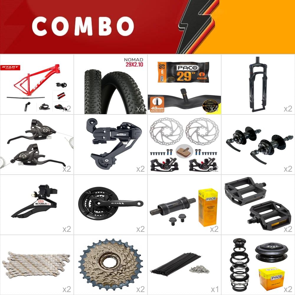                                                   combo 2x gta start aro 29 tam 19 vermelho 24v sun run - sem aros, cabos e conduites - confira os itens