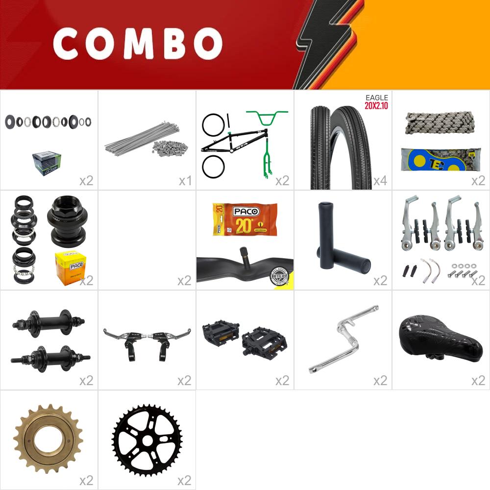           combo bmx 2x gta flip preto/verde - confira os itens