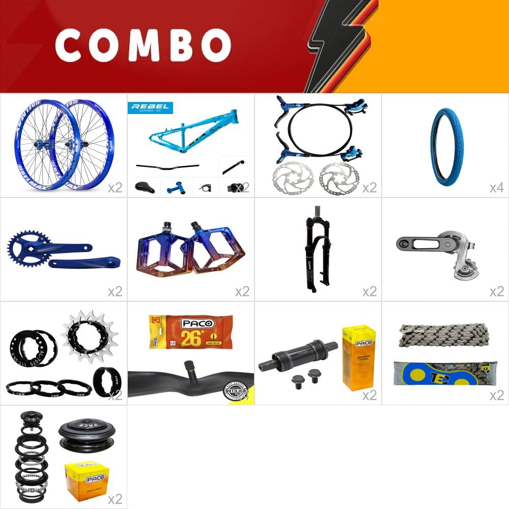           combo para montar 2x rebel azul completa - single speed  - confira itens - confira itens