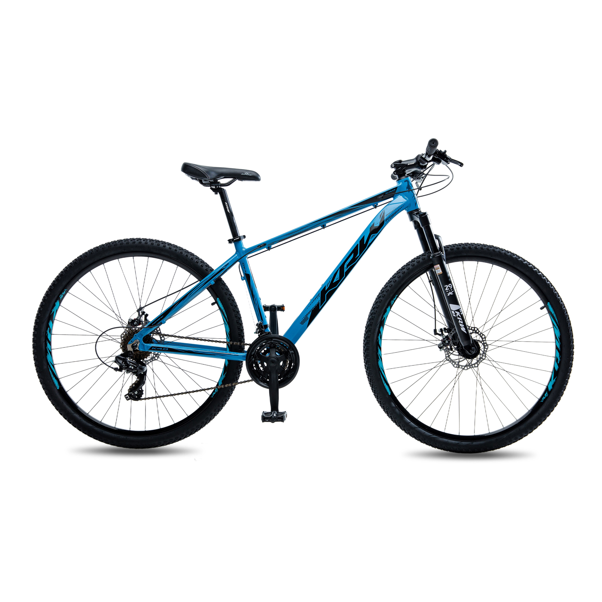 Bicicleta aro 29 krw alumínio shimano acera 27v freio hidráulico c/ trava ombro w10 azul/preto 21