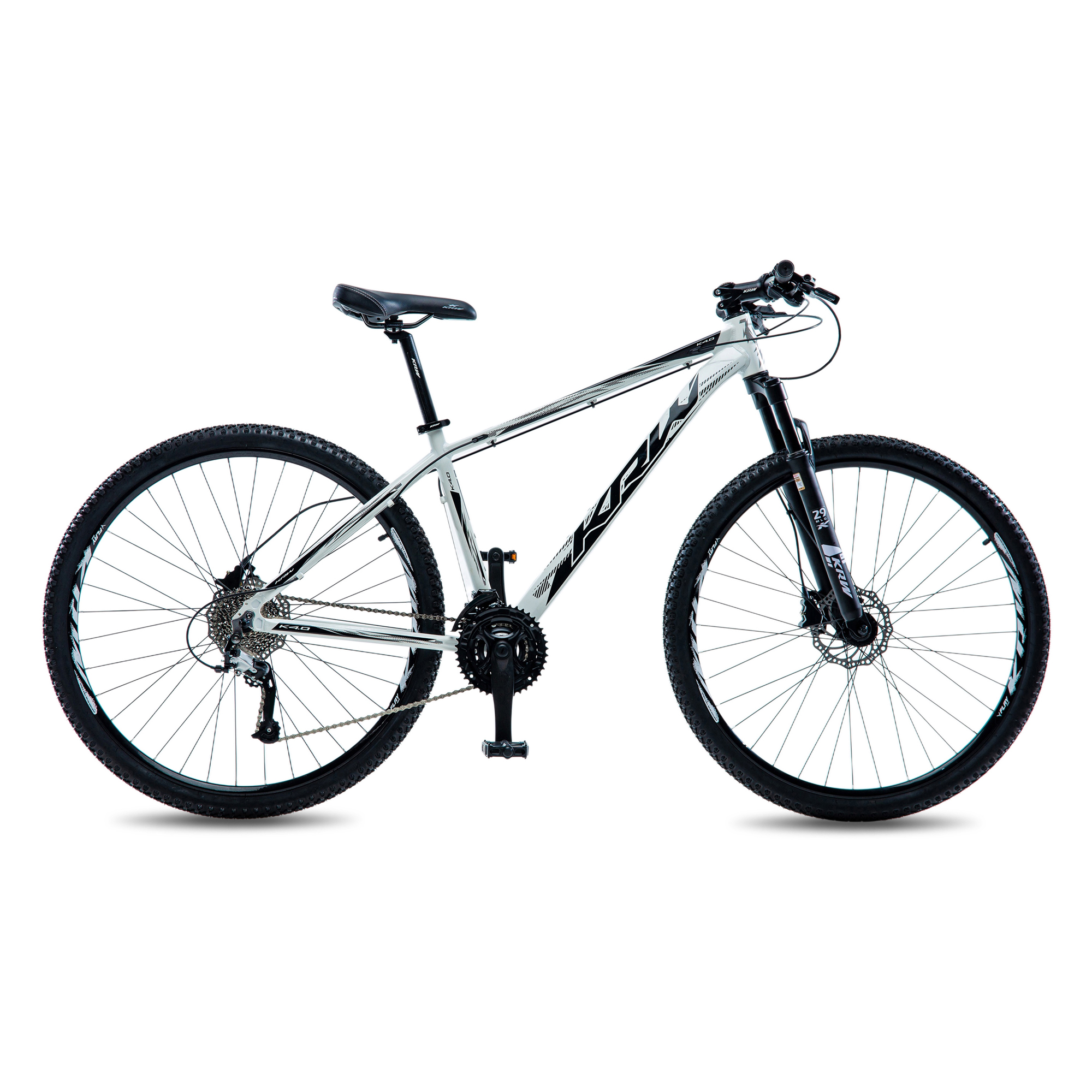 Bicicleta aro 29 krw alumínio 27v freio a disco w5 branco/preto 21