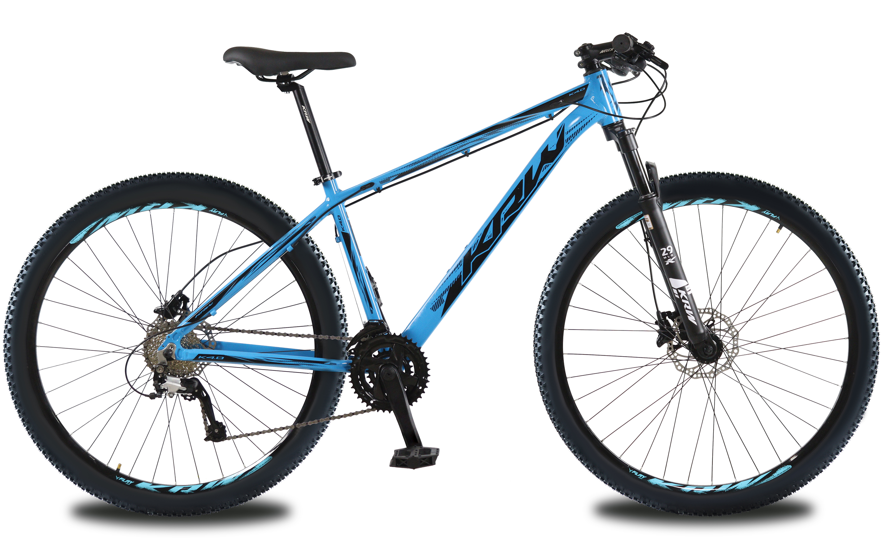 Bicicleta aro 29 krw alumínio 27v freio hidráulico com trava de ombro cassete w6 azul/preto 15.5