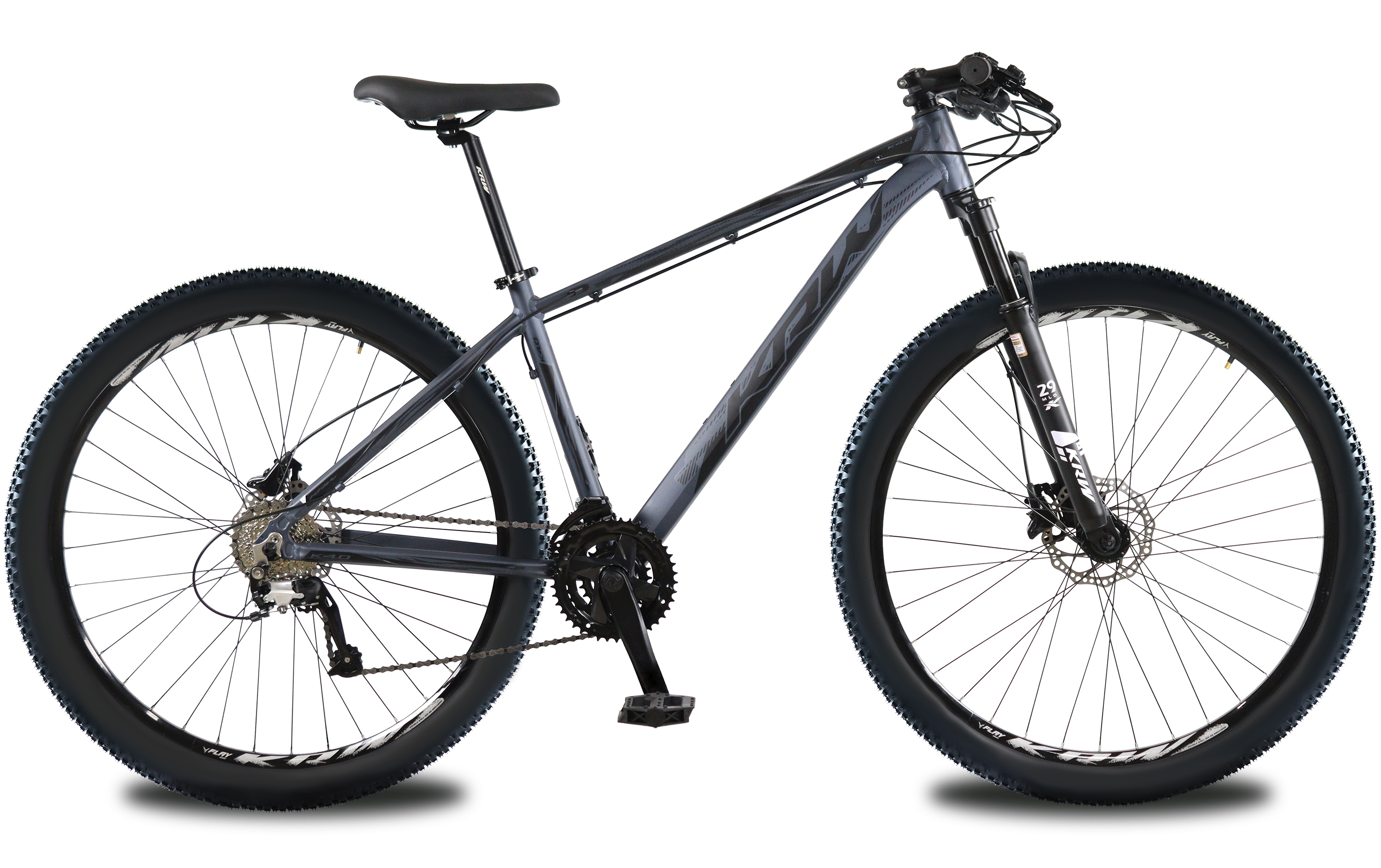 Bicicleta aro 29 krw alumínio 27v freio hidráulico com trava de ombro cassete w6 grafite/preto 21