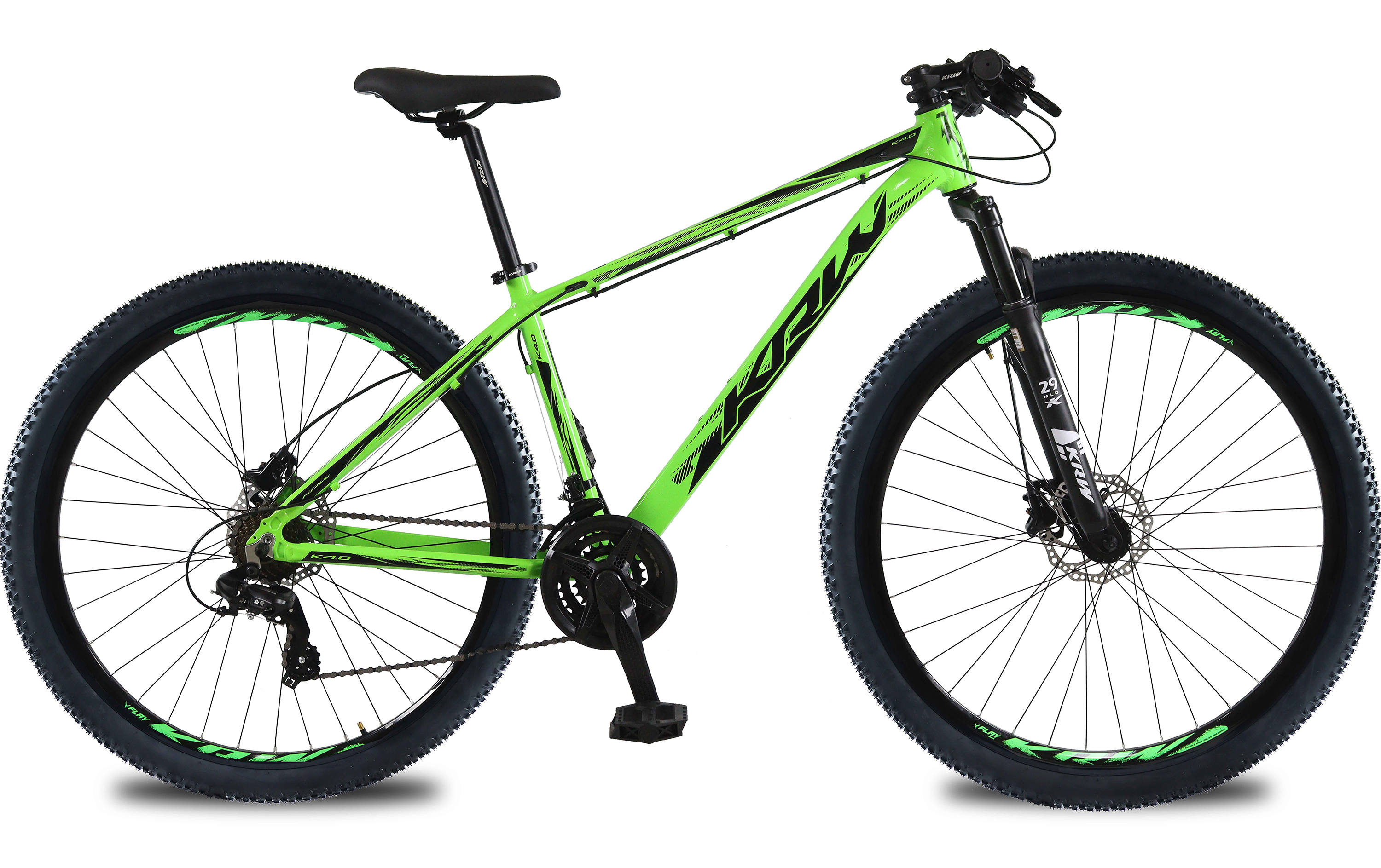 Bicicleta aro 29 krw alumínio shimano tz 24v freio hidráulico w8 verde/preto 17