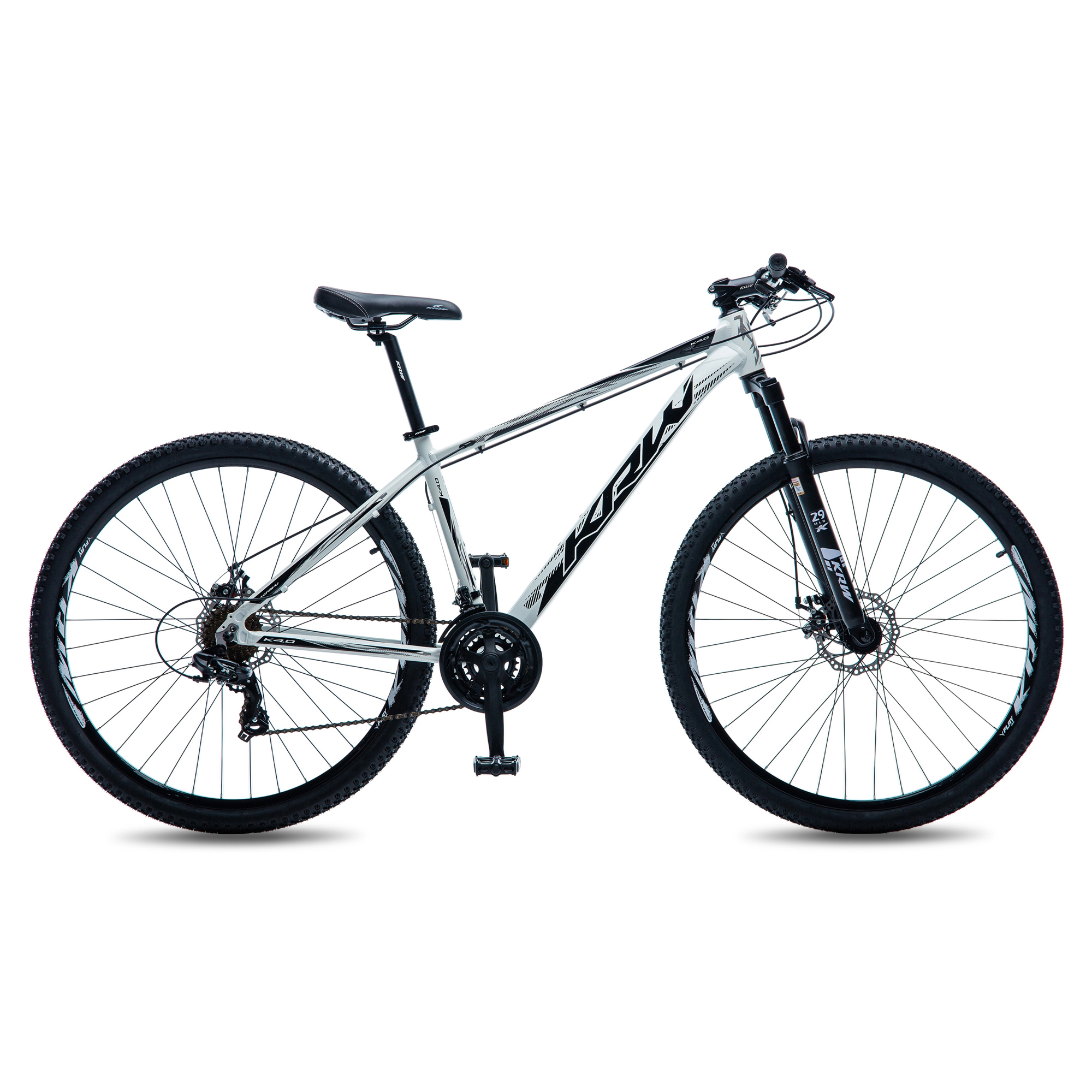 Bicicleta aro 29 krw alumínio shimano tz 24v freio a disco w9 branco/preto 21