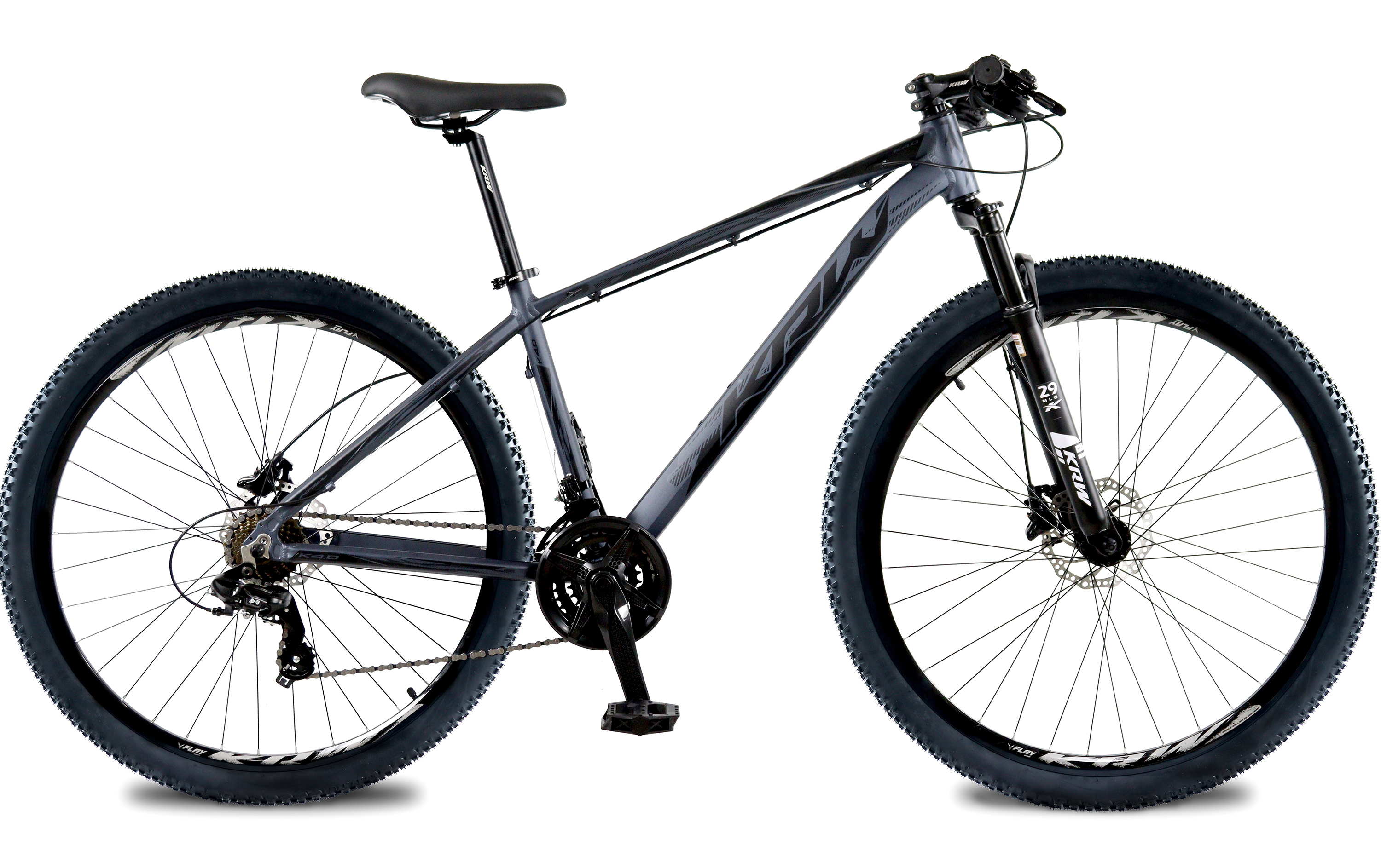 Bicicleta aro 29 krw alumínio 24v freio hidráulico com trava de ombro cassete w3 grafite/preto 21