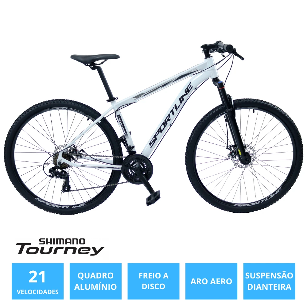 Bicicleta 29 shimano tz 21v freio a disco st1 branco/preto 19