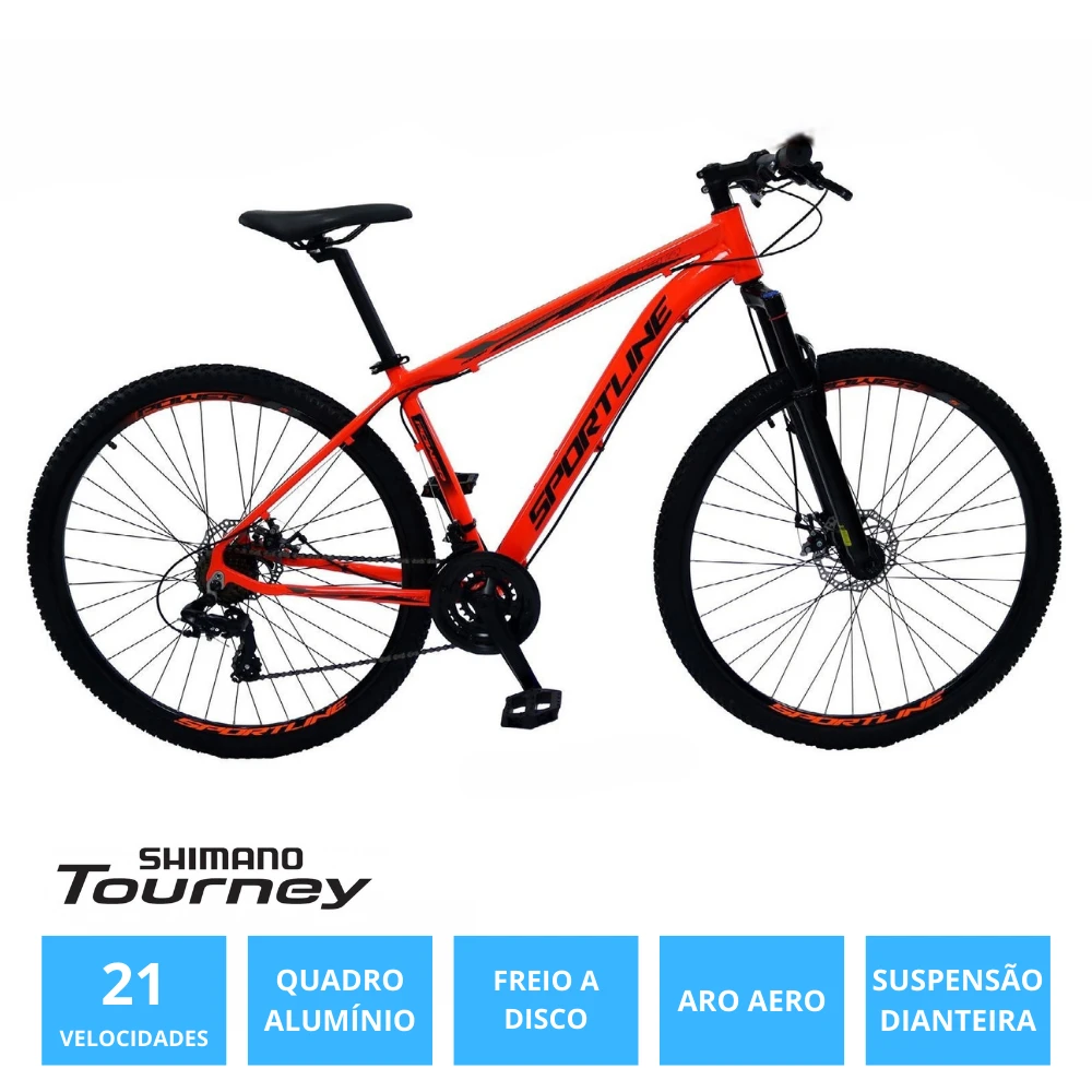 Bicicleta 29 shimano tz 21v freio a disco st1 laranja/preto 19