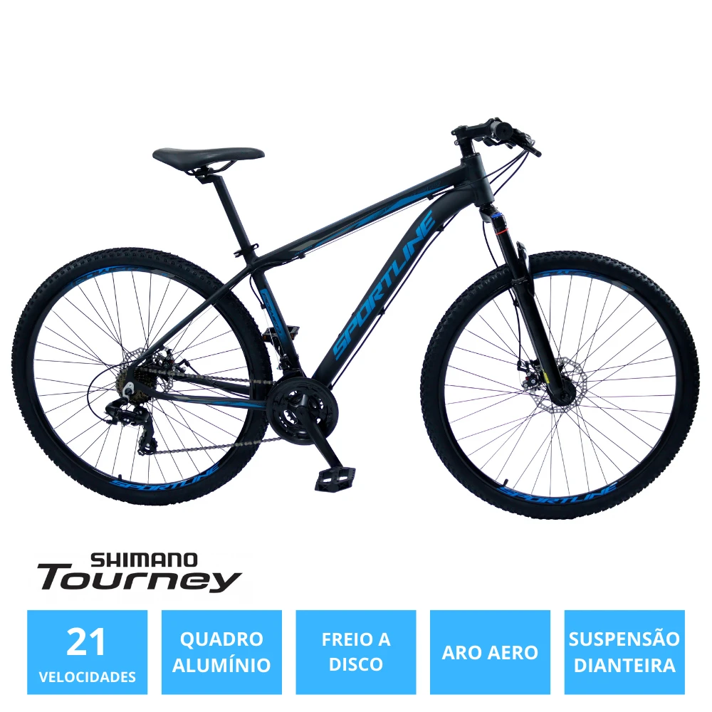Bicicleta 29 shimano tz 21v freio a disco st1 preto/azul 19