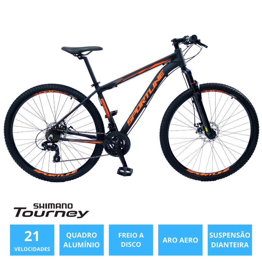 Bicicleta 29 shimano tz 21v freio a disco st1 preto/laranja 19