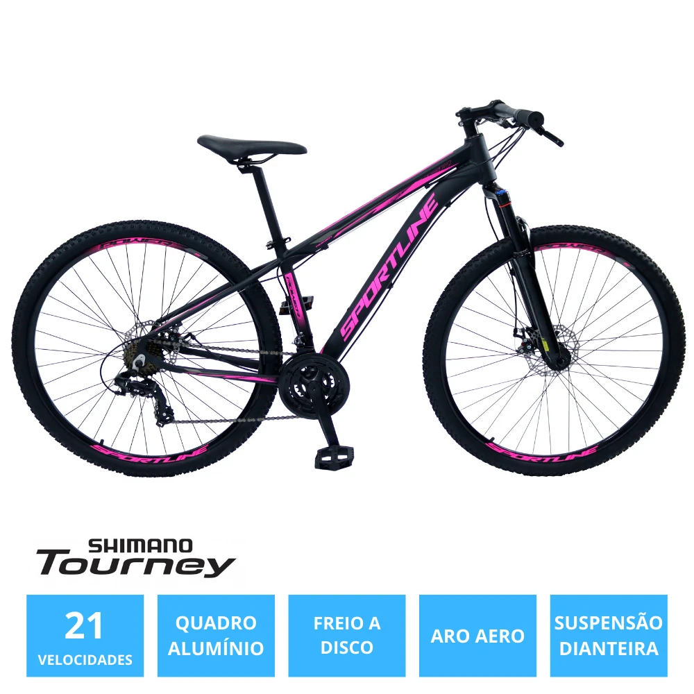 Bicicleta 29 shimano tz 21v freio a disco st1 preto/rosa 15.5