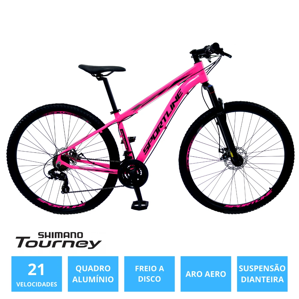 Bicicleta 29 shimano tz 21v freio a disco st1 rosa/preto 15.5