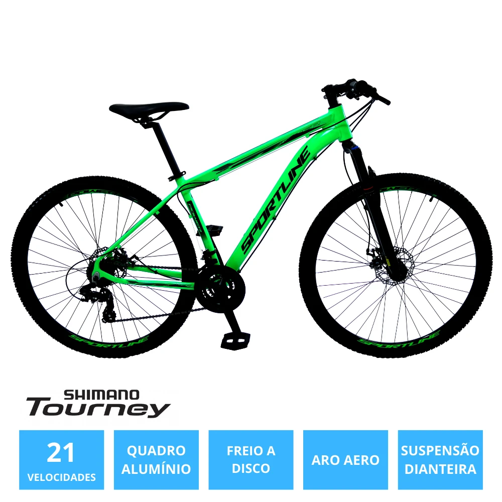Bicicleta 29 shimano tz 21v freio a disco st1 verde/preto 19
