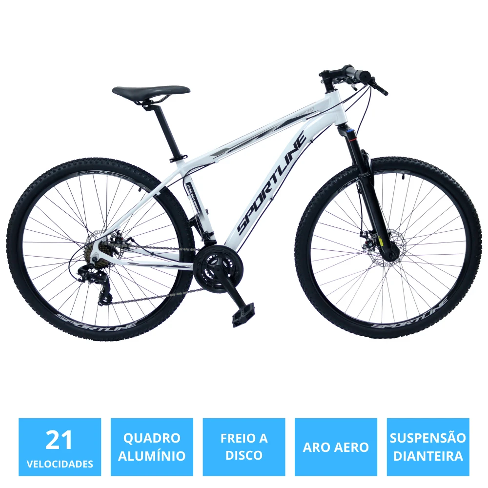 Bicicleta 29 câmbio importado 21v freio disco st3 branco/preto 17