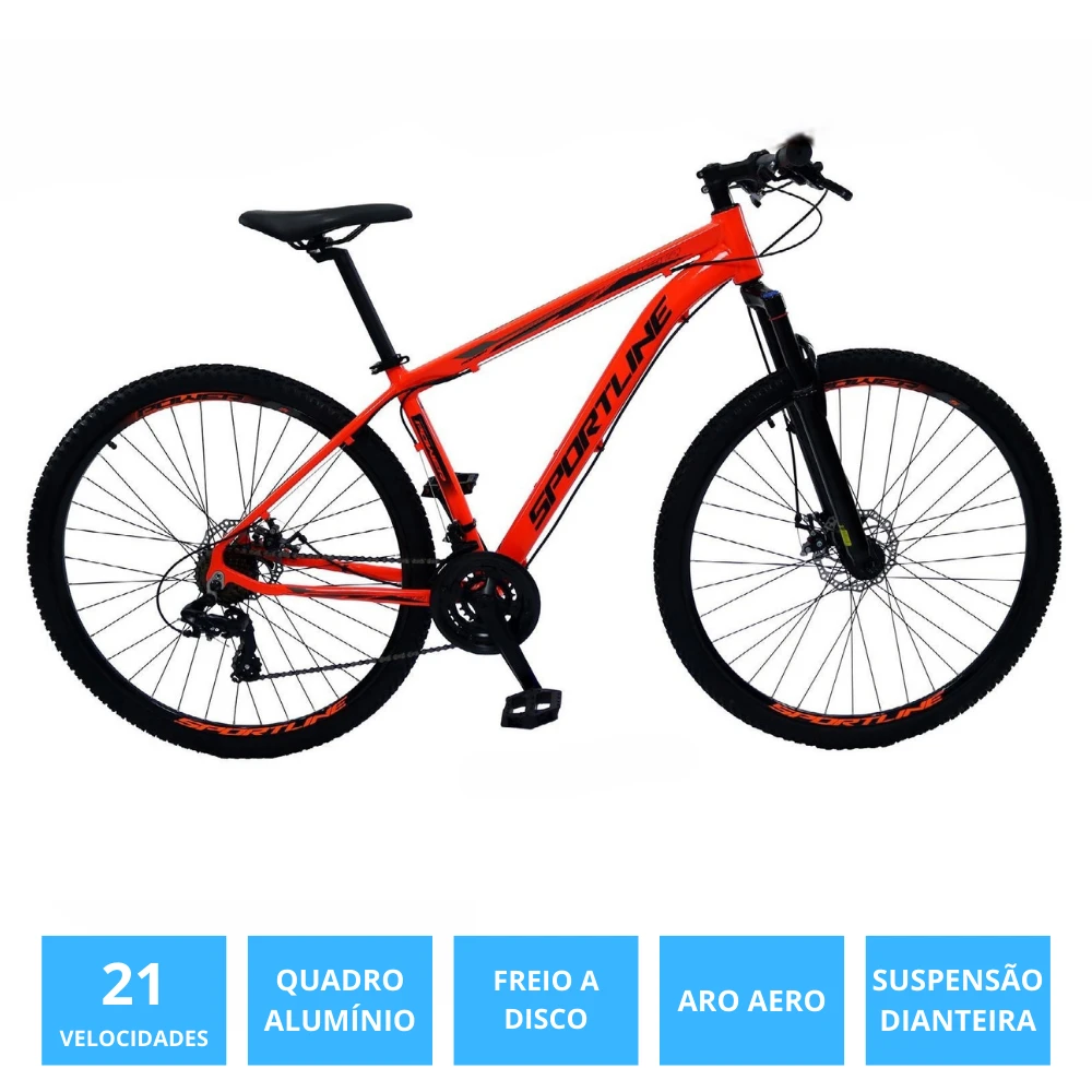 Bicicleta 29 câmbio importado 21v freio disco st3 laranja/preto 17