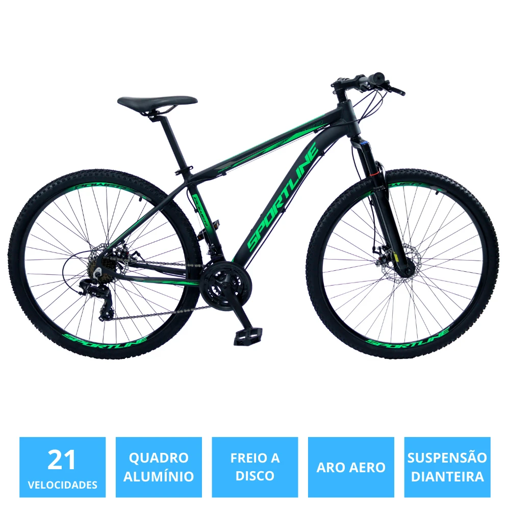 Bicicleta 29 câmbio importado 21v freio disco st3 preto/verde 19