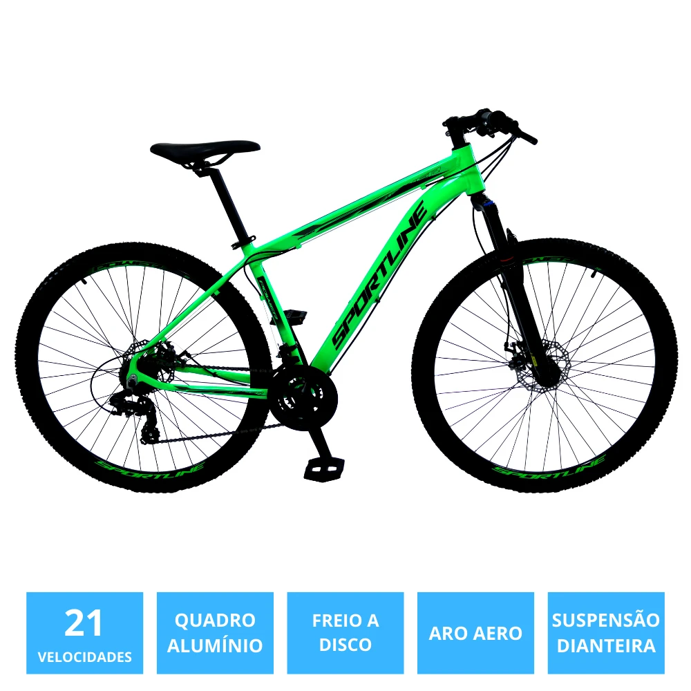 Bicicleta 29 câmbio importado 21v freio disco st3 verde/preto 17