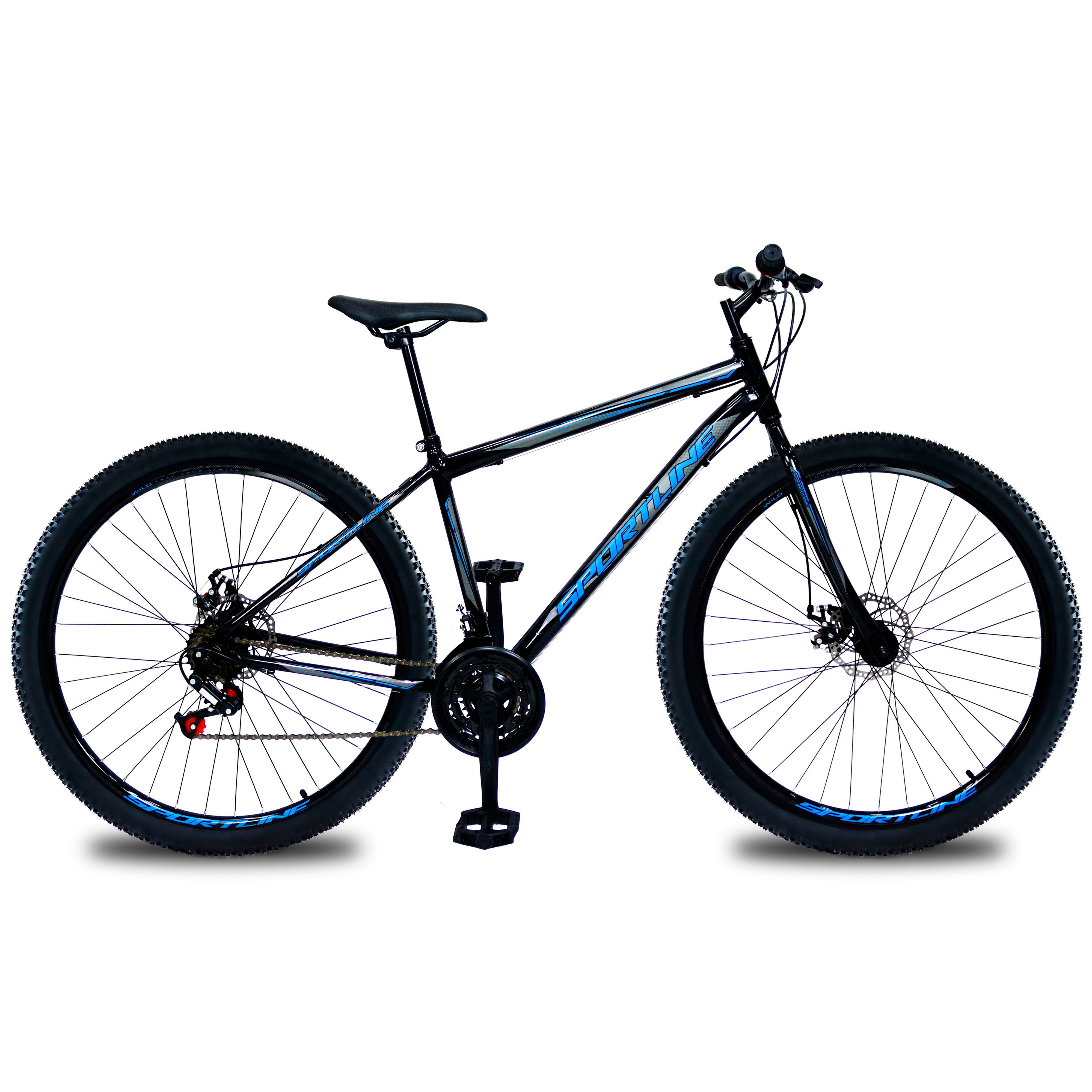 Bicicleta 29 aço carbono 21v freio disco st13 preto/azul