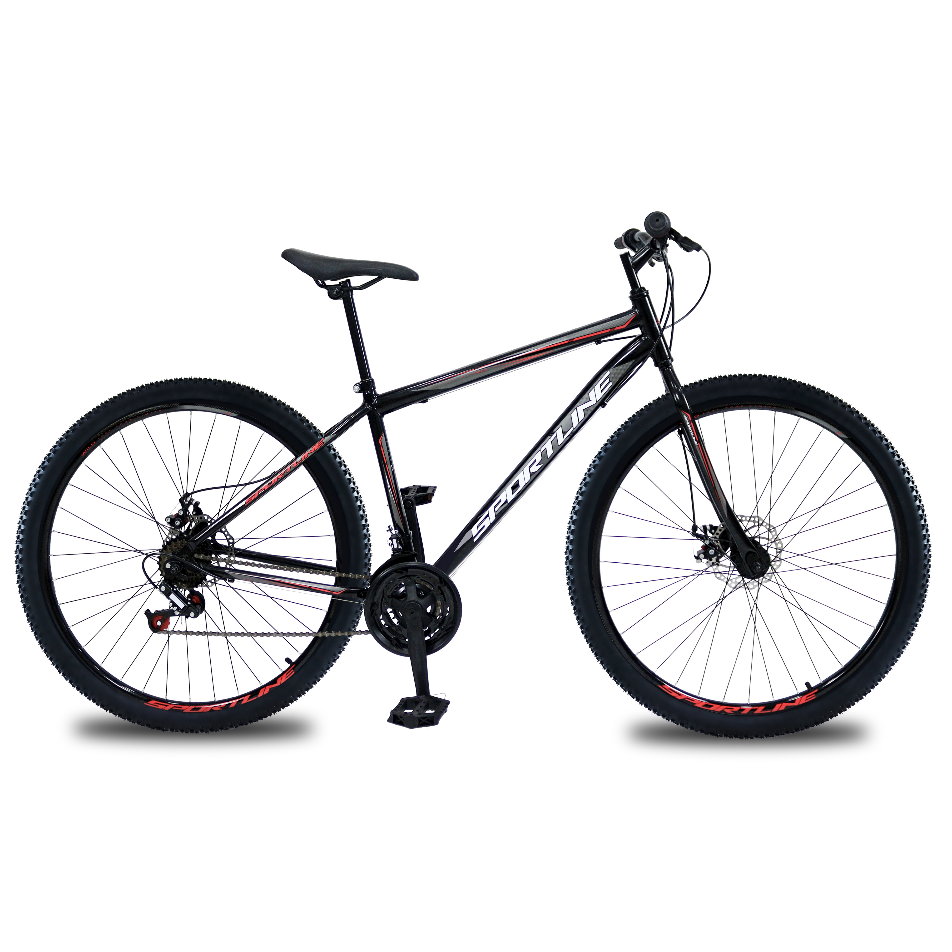 Bicicleta 29 aço carbono 21v freio disco st13 preto/branco
